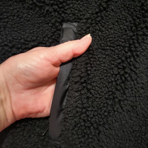 ATHLETA Women's XS Cozy Sherpa Snap Sweatshirt Black Teddy Zip Pockets Mock Neck - Picture 7 of 10